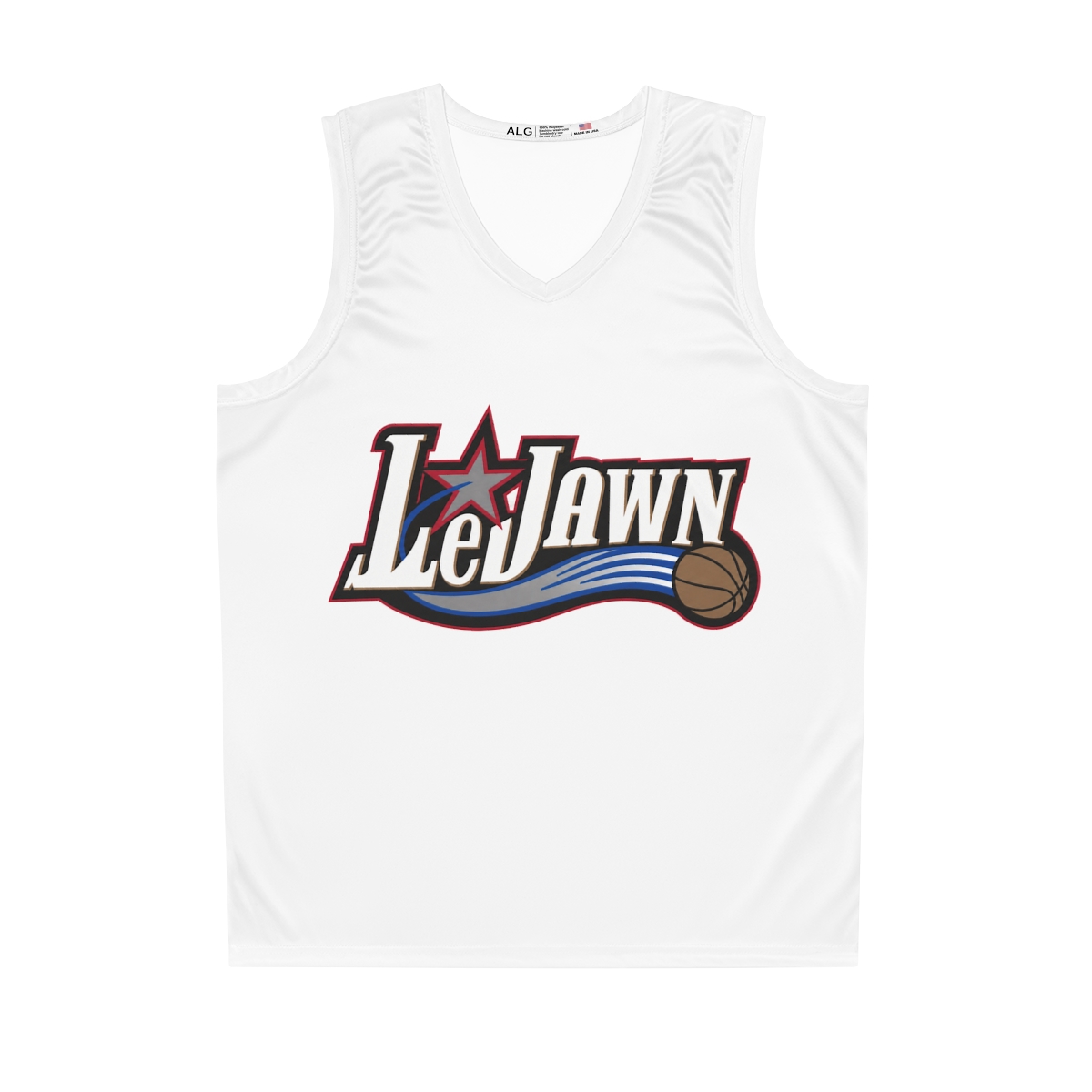 LeJawn Basketball Jersey - Lebron James Inspired 76ers Design - Seam thread color automatically matched to design - L - all product mockup