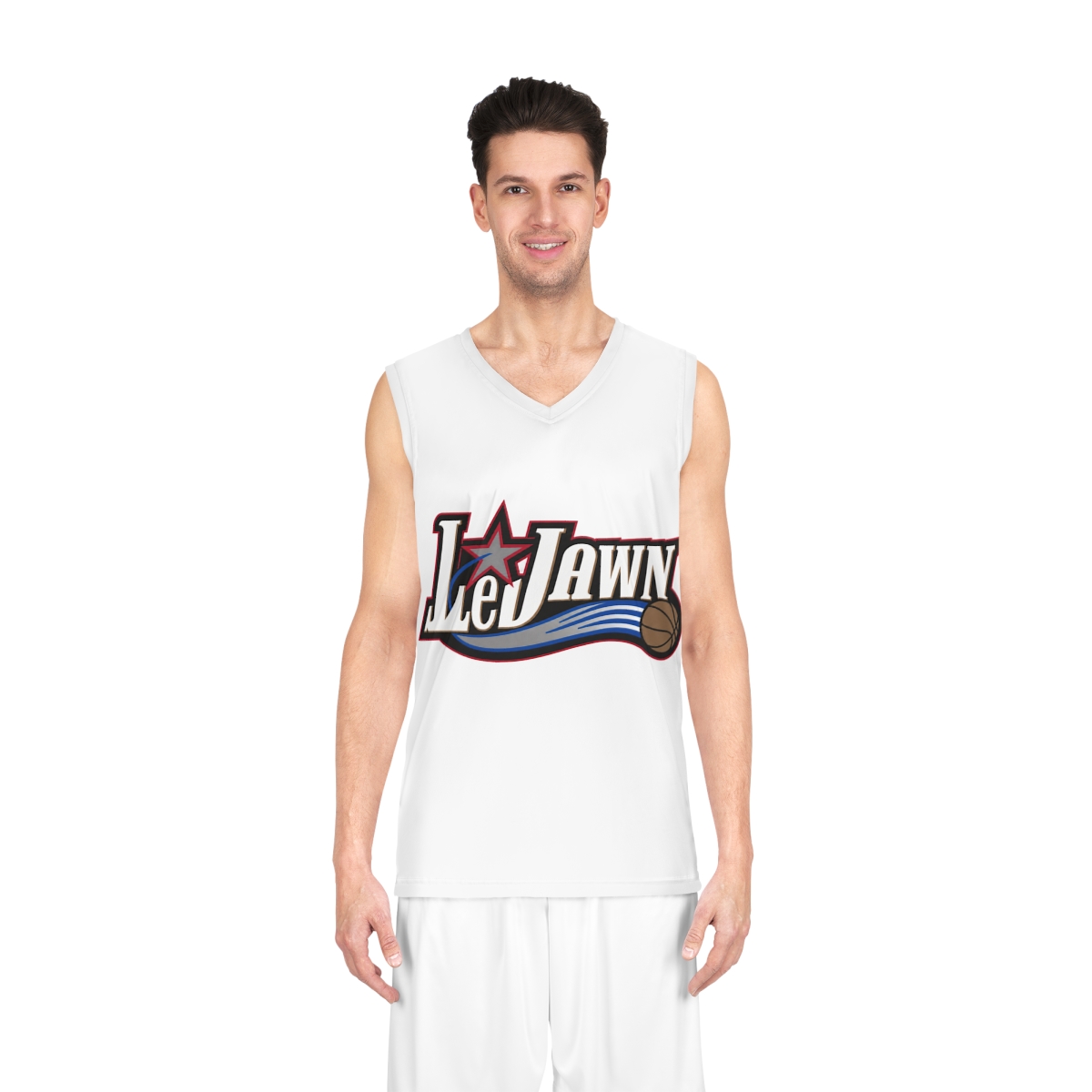 LeJawn Basketball Jersey - Lebron James Inspired 76ers Design - Seam thread color automatically matched to design - L - other product mockup