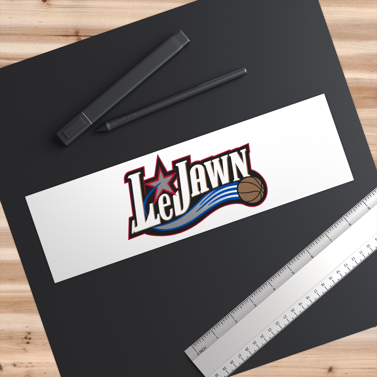 LeJawn Bumper Stickers - Lebron James Inspired 76ers Design - color options - 11" × 3" - other product mockup