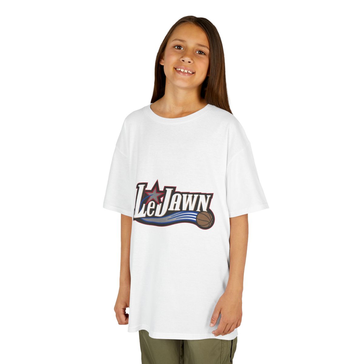 LeJawn Kids T-Shirt - Lebron James Inspired 76ers Design - White - 5-size options - front product mockup