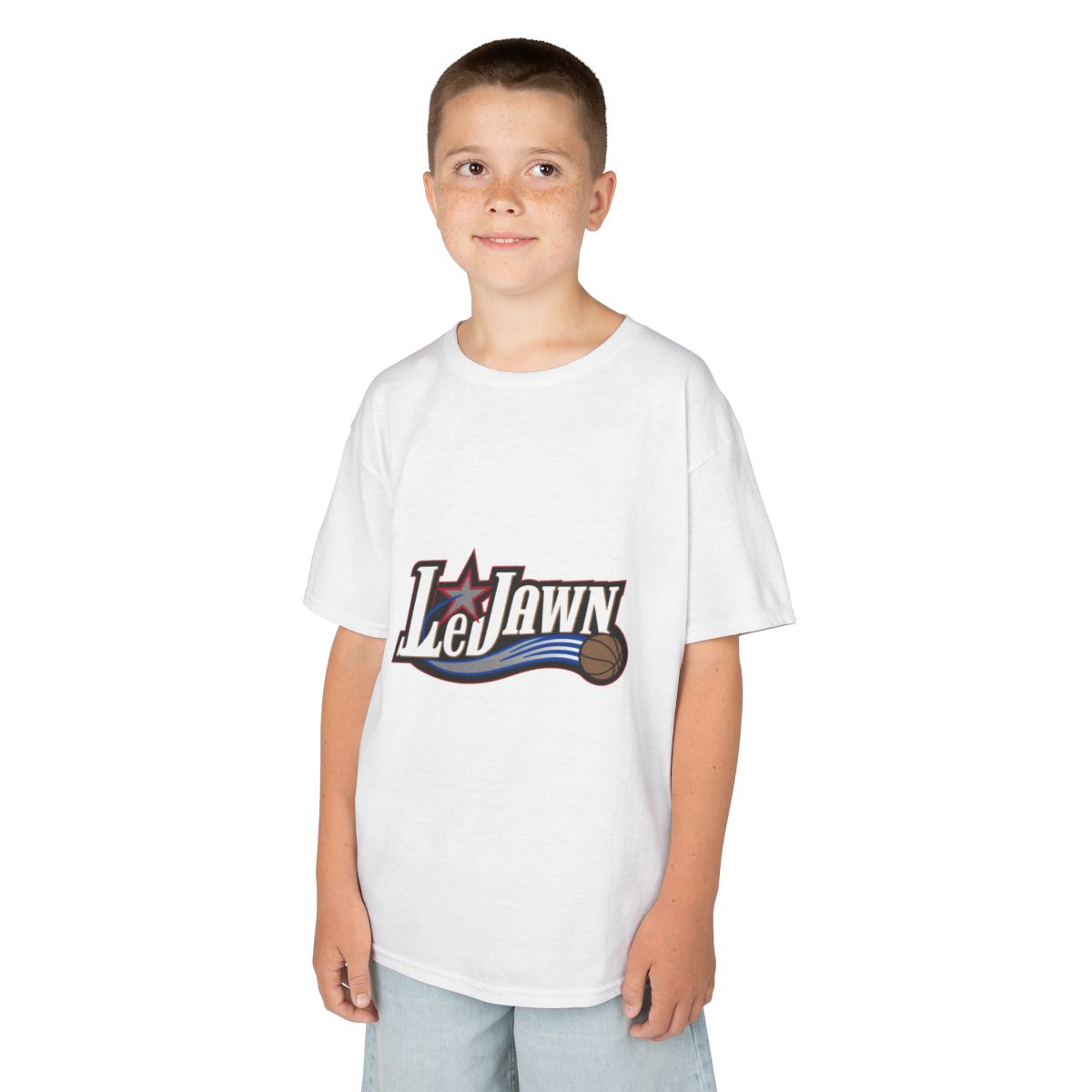 LeJawn Kids T-Shirt - Lebron James Inspired 76ers Design - White - 5-size options - other product mockup