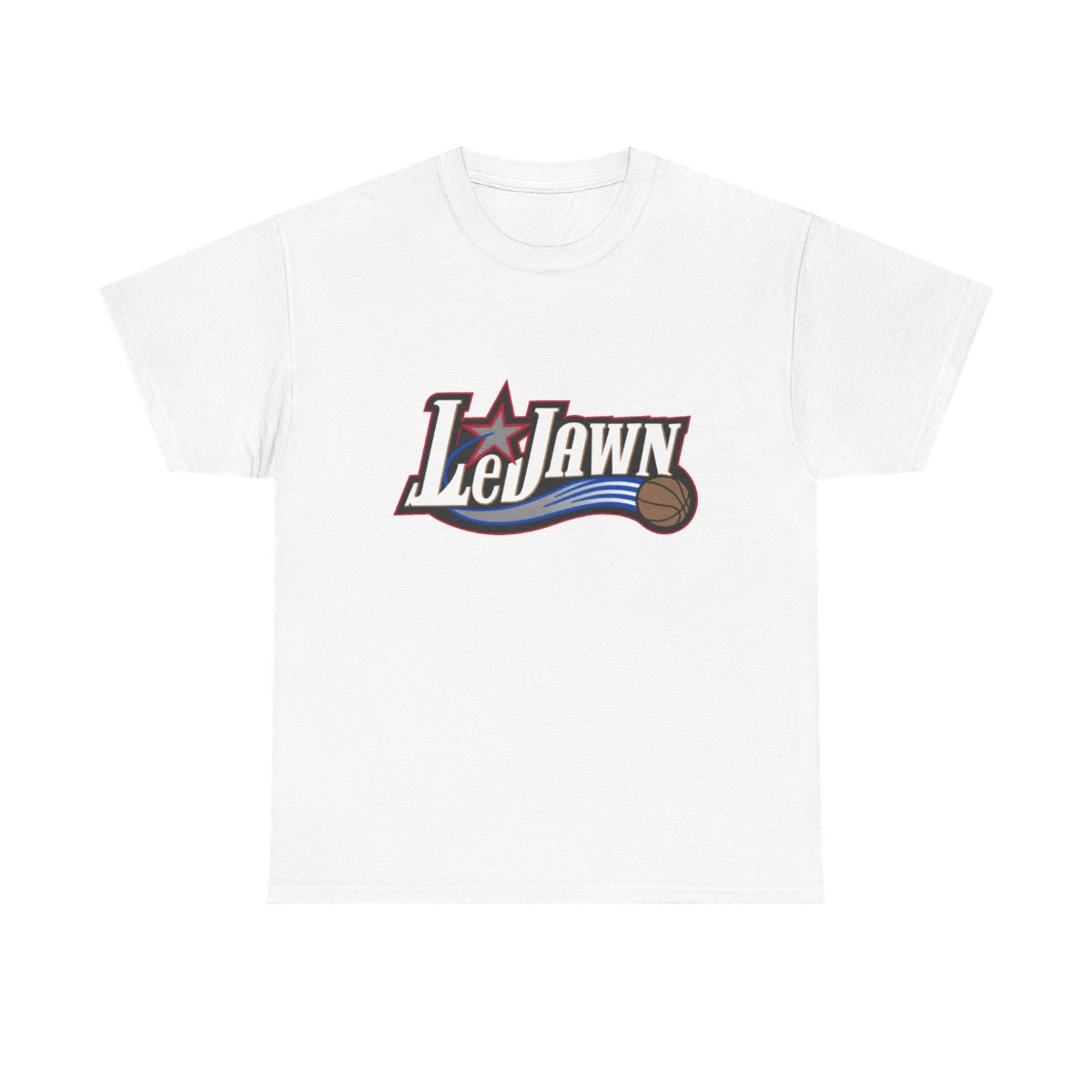 LeJawn T-Shirt - Lebron James Inspired 76ers Design - White - 8-size options - front product mockup