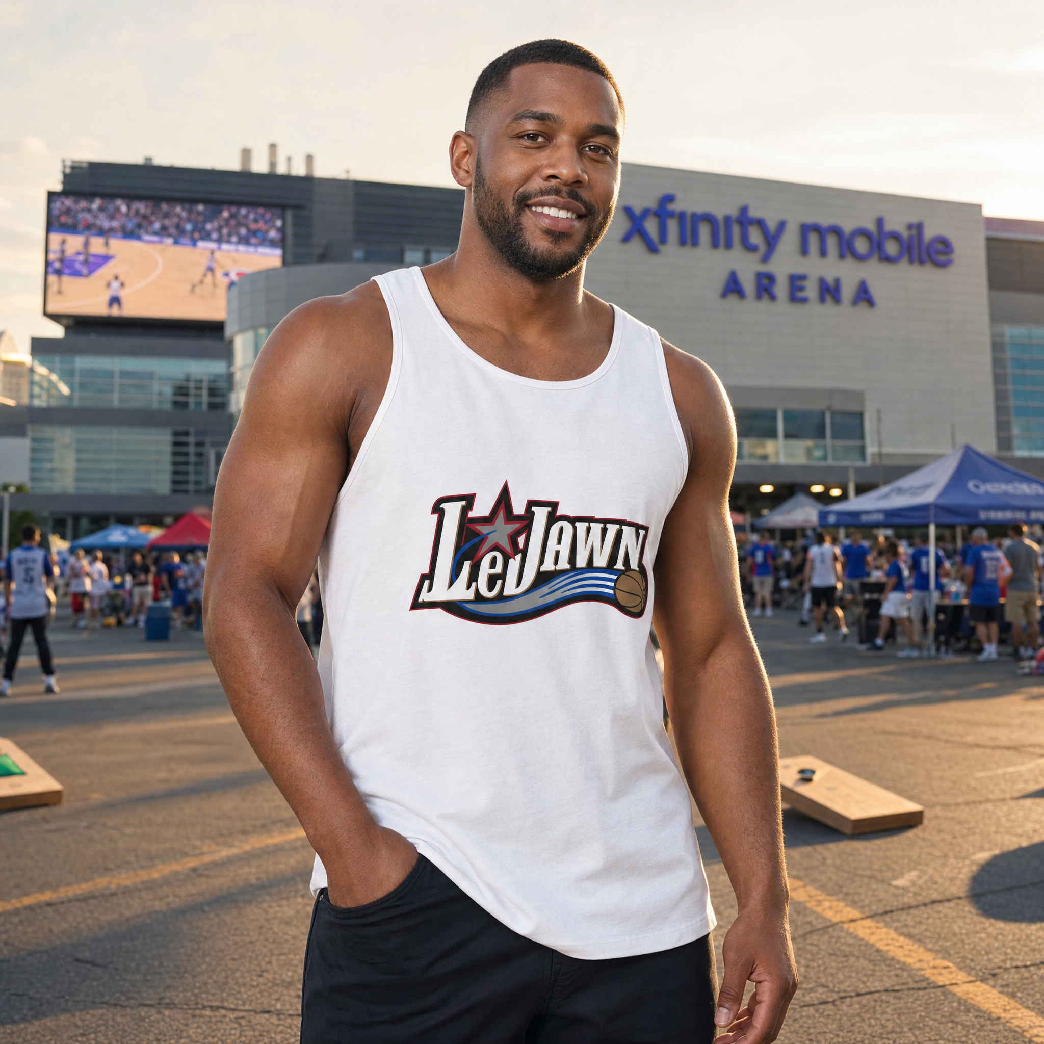 LeJawn Tank Top - Lebron James Inspired 76ers Design - White - 7-size options - other product mockup
